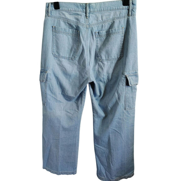 Loft The Wide Leg Cargo Jean Light wash Womens Size 31/12 - Picture 3 of 6